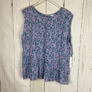 Caslon | Purple Floral Print Blouse